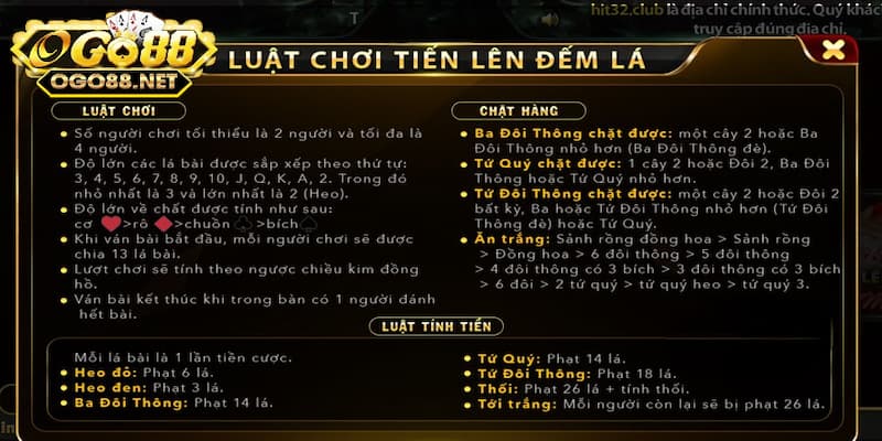 Luật chơi cần áp dụng trong tiến lên đếm lá Go88