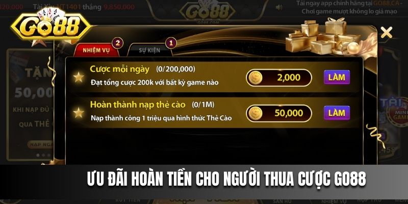 Ưu đãi hoàn tiền cho người thua cược 