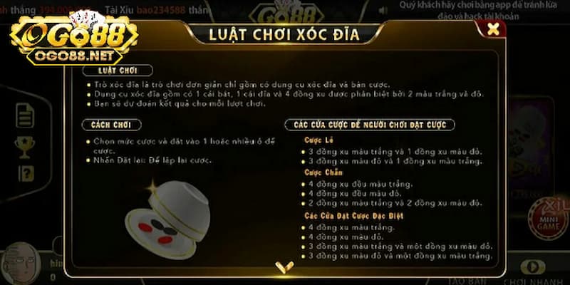 Cách thức để đặt cược trong xóc đĩa Go88